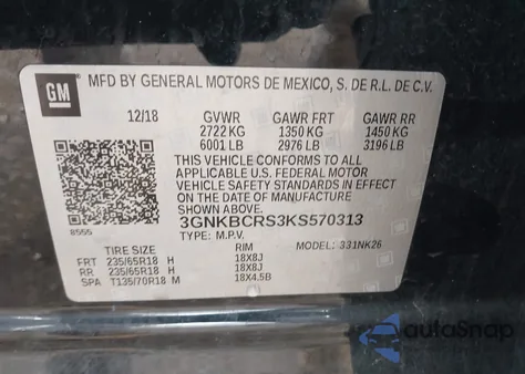 2019 Chevrolet Blazer from USA, damaged, VIN 3GNKBCRS3KS570313